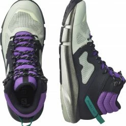 Discount ✔️ Salomon Predict Hike Mid GTX Mens Hiking 🥾 Boots- Black/Aqua Gray/Royal Lilac 🎉