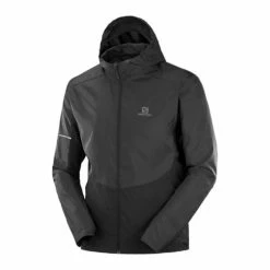 Cheapest 💯 Salomon Agile FZ Mens Water Repellent Running Jacket Black ❤️