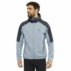 Deals 😀 Salomon Outline Mens Waterproof Jacket Ashley Blue/Ebony 😀