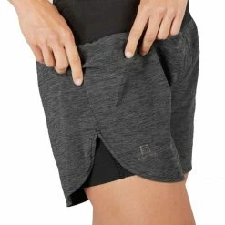 Discount 🎉 Salomon XA 2-in-1 Womens Running Shorts Black/Heather 👍 -Hot Sale Salomon Shop LC1469500 L 3