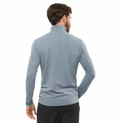 Best deal 🌟 Salomon Outline Half Zip Midlayer Mens Lightweight Fleece Jacket Ashley Blue ✔️ -Hot Sale Salomon Shop LC1488500 S 4