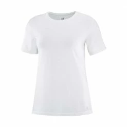 Hot Sale 😉 Salomon Essential Womens Short Sleeve Lightweight T-Shirt White 🔥 -Hot Sale Salomon Shop LC1547100 L