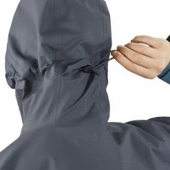 Cheapest ⌛ Salomon Outline Goretex Hybrid Womens Waterproof Jacket Ebony/Mallard Blue 🎁 -Hot Sale Salomon Shop LC1597100 L 5