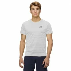 Flash Sale ❤️ Salomon Sense Mens Running Tee White/Black/Alloy ✨ -Hot Sale Salomon Shop LC1613400 L