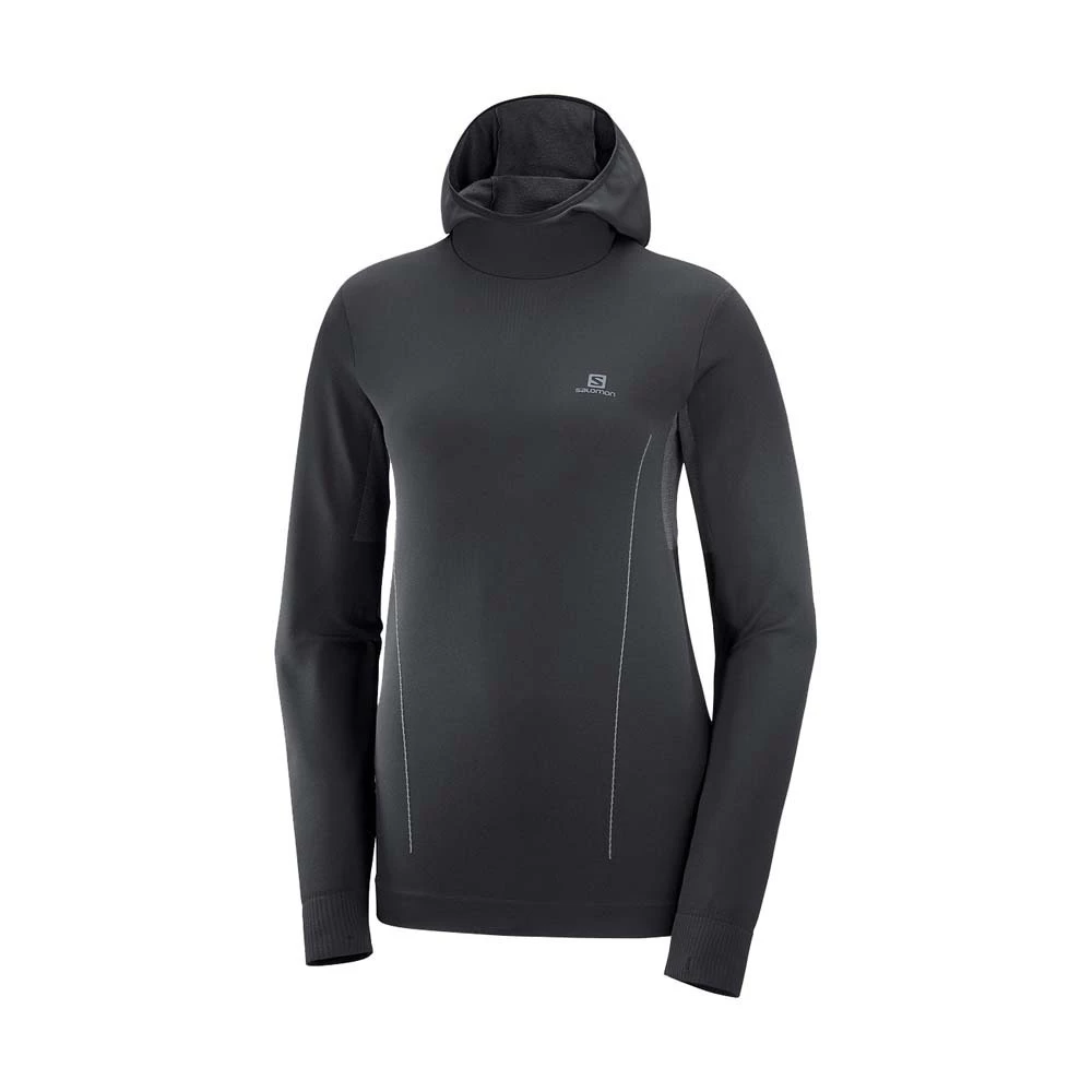 Hot Sale 𧨠Salomon Essential Seamless Womens Performance Hoodie Black/Ebony ⨠3 Hot Sale 𧨠Salomon Essential Seamless Womens Performance Hoodie Black/Ebony ⨠- Image 3