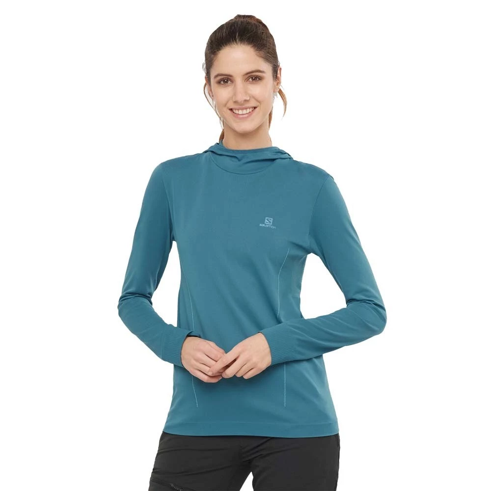 Hot Sale 𧨠Salomon Essential Seamless Womens Performance Hoodie Black/Ebony ⨠4 Hot Sale 𧨠Salomon Essential Seamless Womens Performance Hoodie Black/Ebony ⨠- Image 4