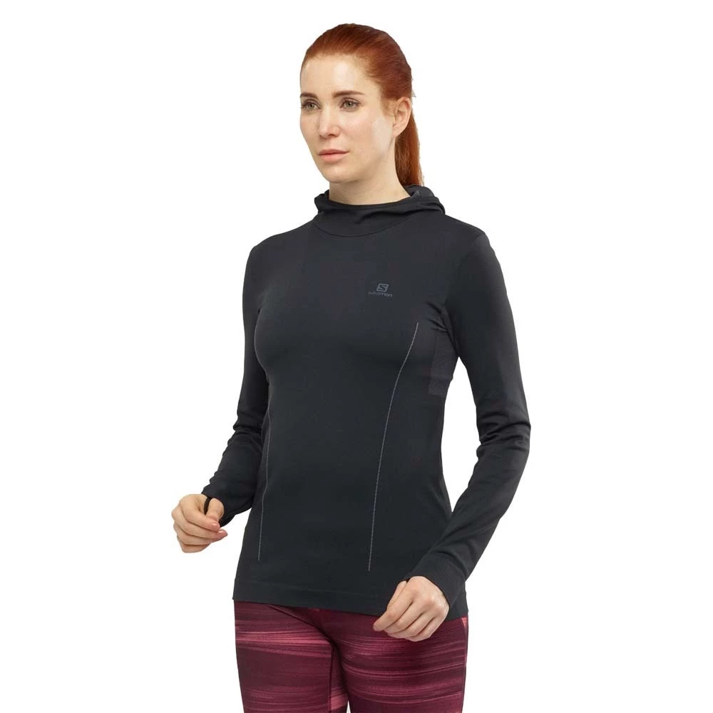 Hot Sale 𧨠Salomon Essential Seamless Womens Performance Hoodie Black/Ebony ⨠5 Hot Sale 𧨠Salomon Essential Seamless Womens Performance Hoodie Black/Ebony ⨠- Image 5